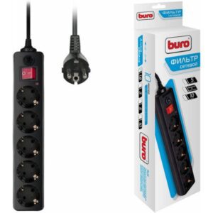 Сетевой фильтр Buro 500SH-1.8-B 1.8м (5 розеток) черный (коробка) - купить недорого в Луганске в интернет-магазине КЛИК