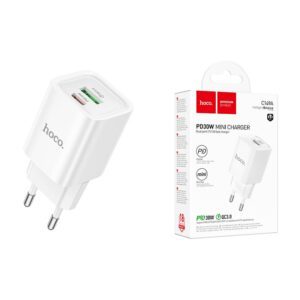 Сетевое зарядное устройство HOCO C149A 1USB+1Type-C 3.0A PD 30W+QC3.0, белый - купить недорого в Луганске в интернет-магазине КЛИК