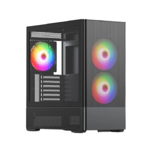 Компьютерный корпус без блока питания HSPD M712, Mesh Mid Tower, черный, TG, 0.6 SPCC, 3x140мм ARGb